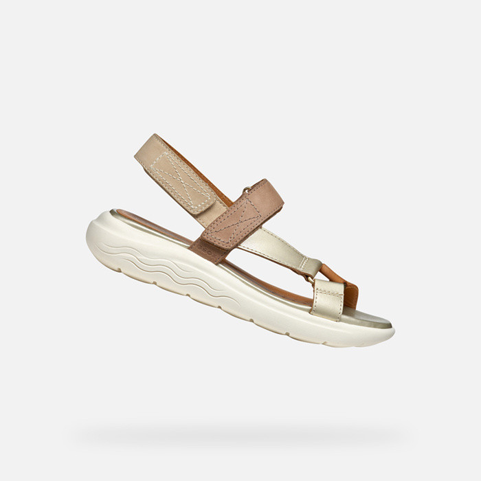 Sandales à scratch SPHERICA EC5W FEMME Beige/Or clair | GEOX