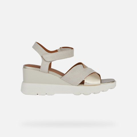 wedge sandals SPHERICA EC6 WOMAN Light sand/Light gold - image number 1 | GEOX