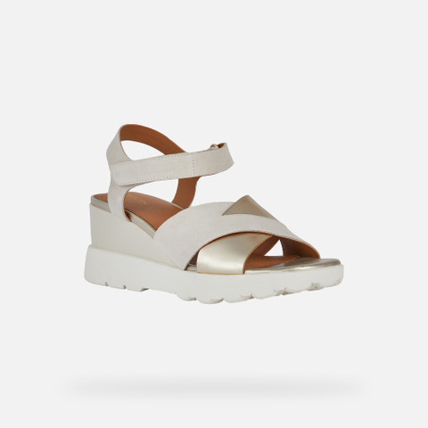 wedge sandals SPHERICA EC6 WOMAN Light sand/Light gold - image number 2 | GEOX