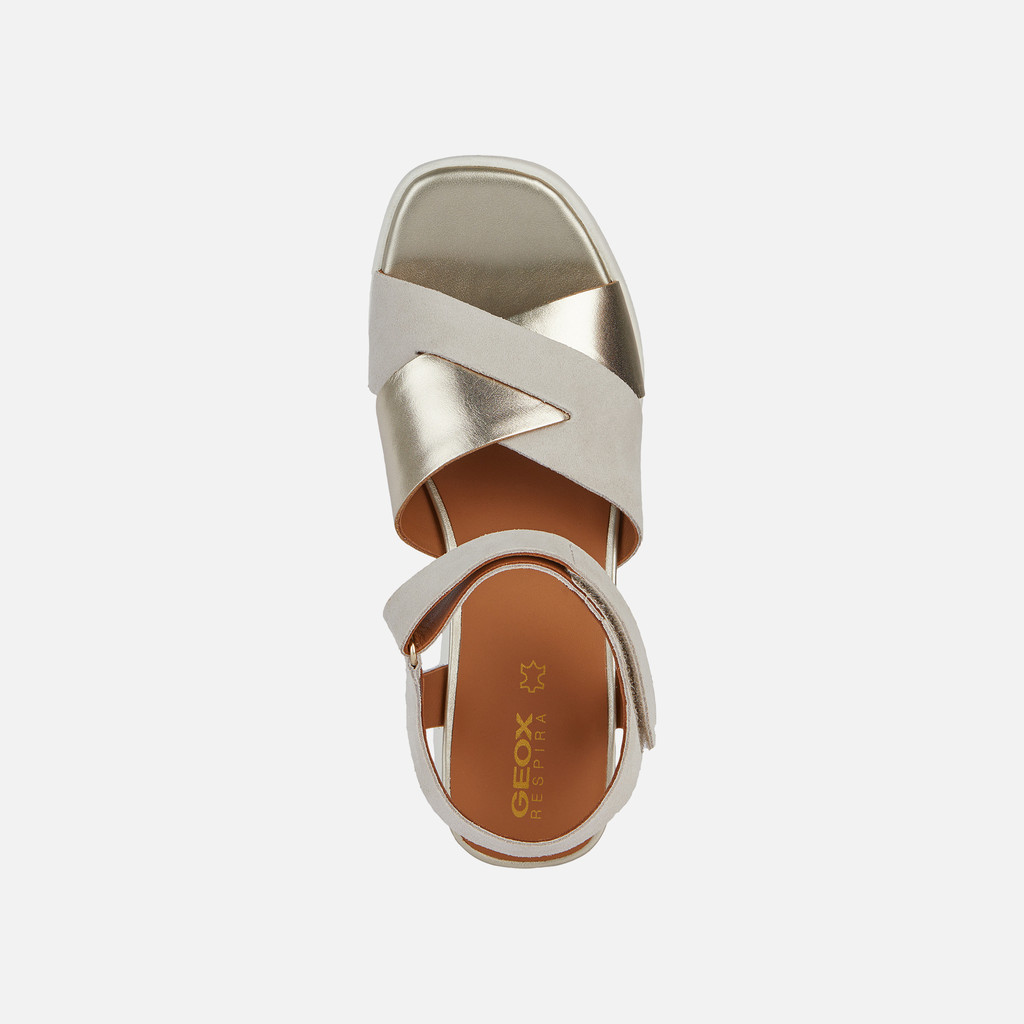 wedge sandals SPHERICA EC6 WOMAN Light sand/Light gold - image number 5 | GEOX