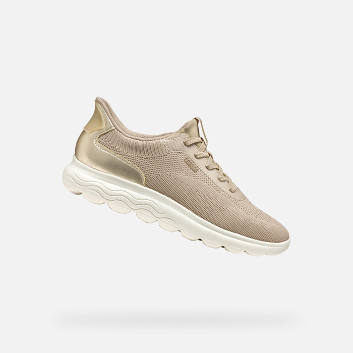 Sneakers en tissu SPHERICA PLUS FEMME Taupe clair/Or clair | GEOX