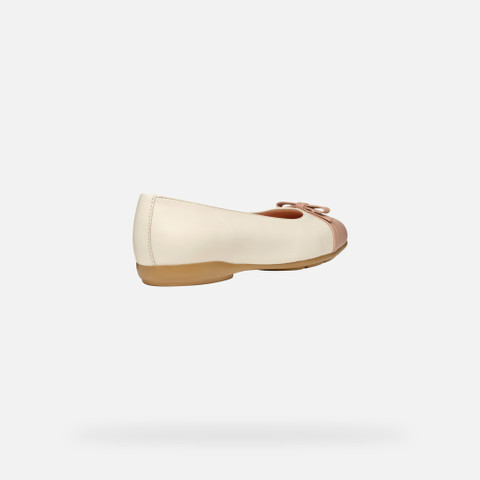 Leather ballerina flats ANNYTAH WOMAN Papyrus/Rose - image number 4 | GEOX