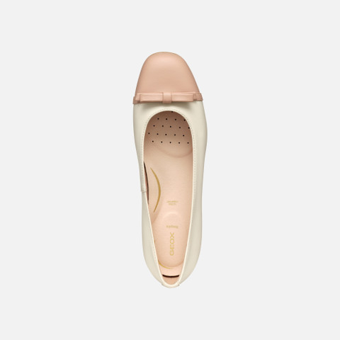 Leather ballerina flats ANNYTAH WOMAN Papyrus/Rose - image number 5 | GEOX