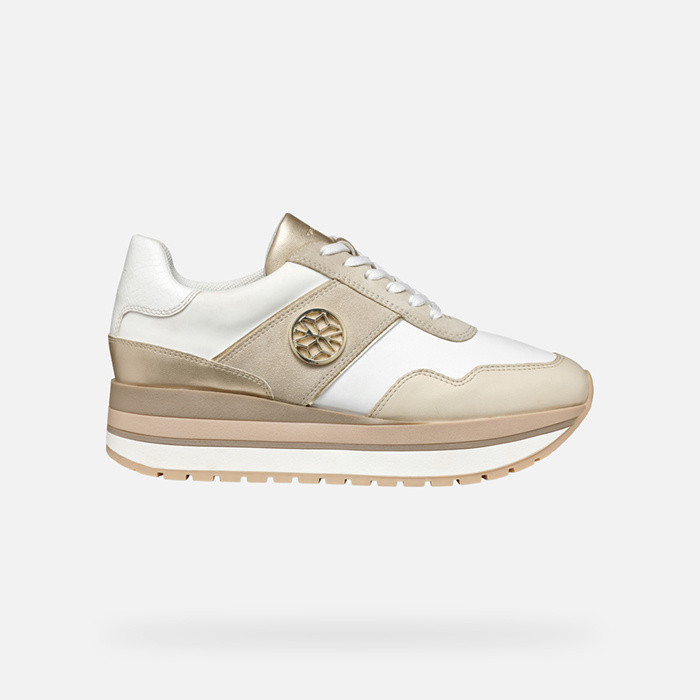 Wedge sneakers NEW KENCY WOMAN White/Light Taupe | GEOX